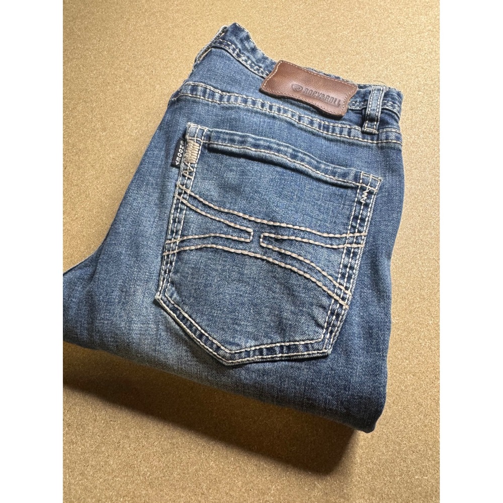 Hooey x Rock and Roll Denim Revolver Straight Slim Leg Jeans Blue 30x32